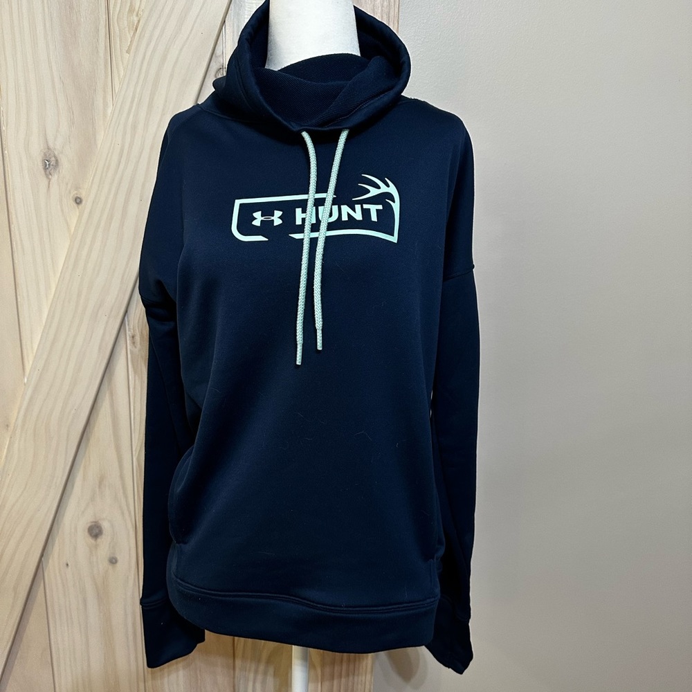 Under Armour Woman’s Hunt Cowl Neck Sweatshirt Navy Tral Medium